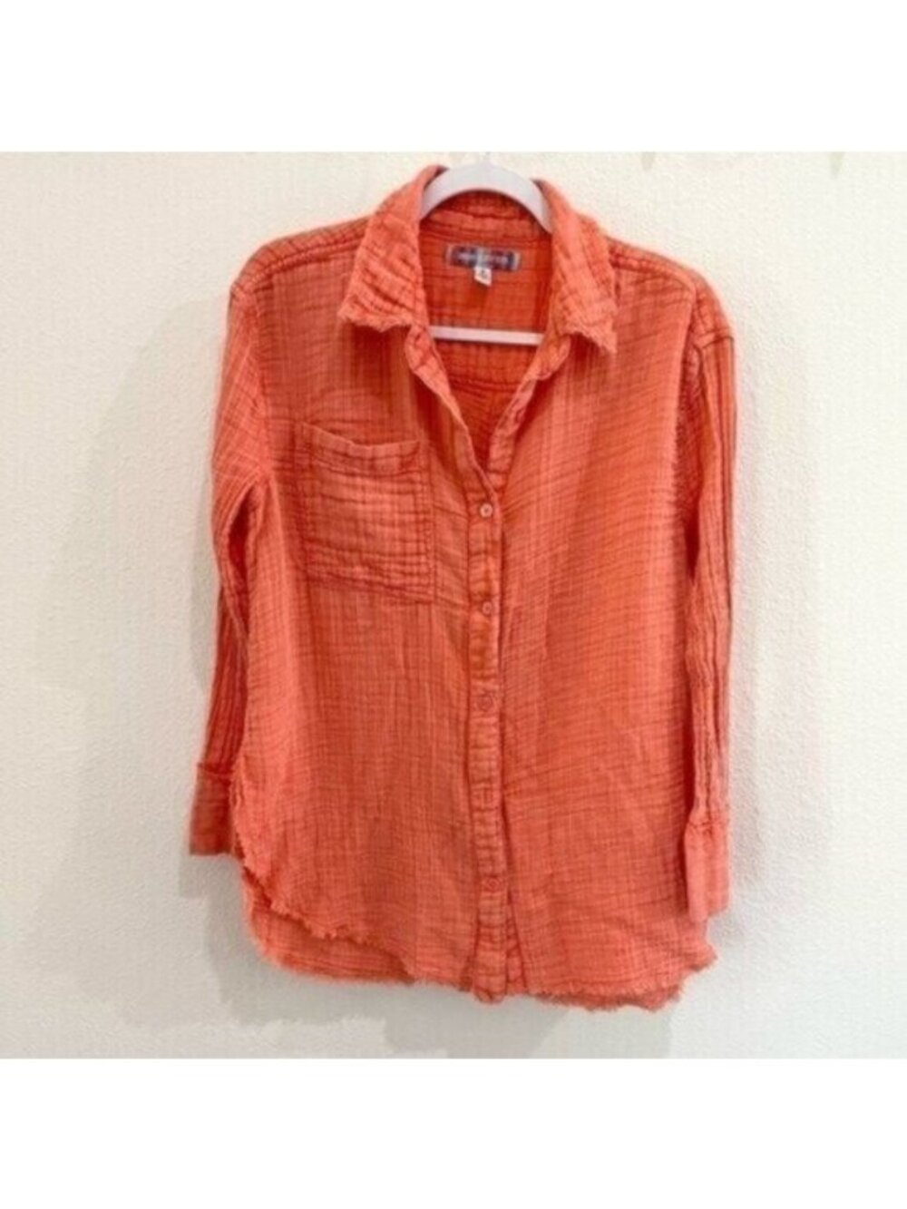 Urban Outfitters Boho Fringe Button Top Oversized Gauzy Frayed Cotton Lagenlook